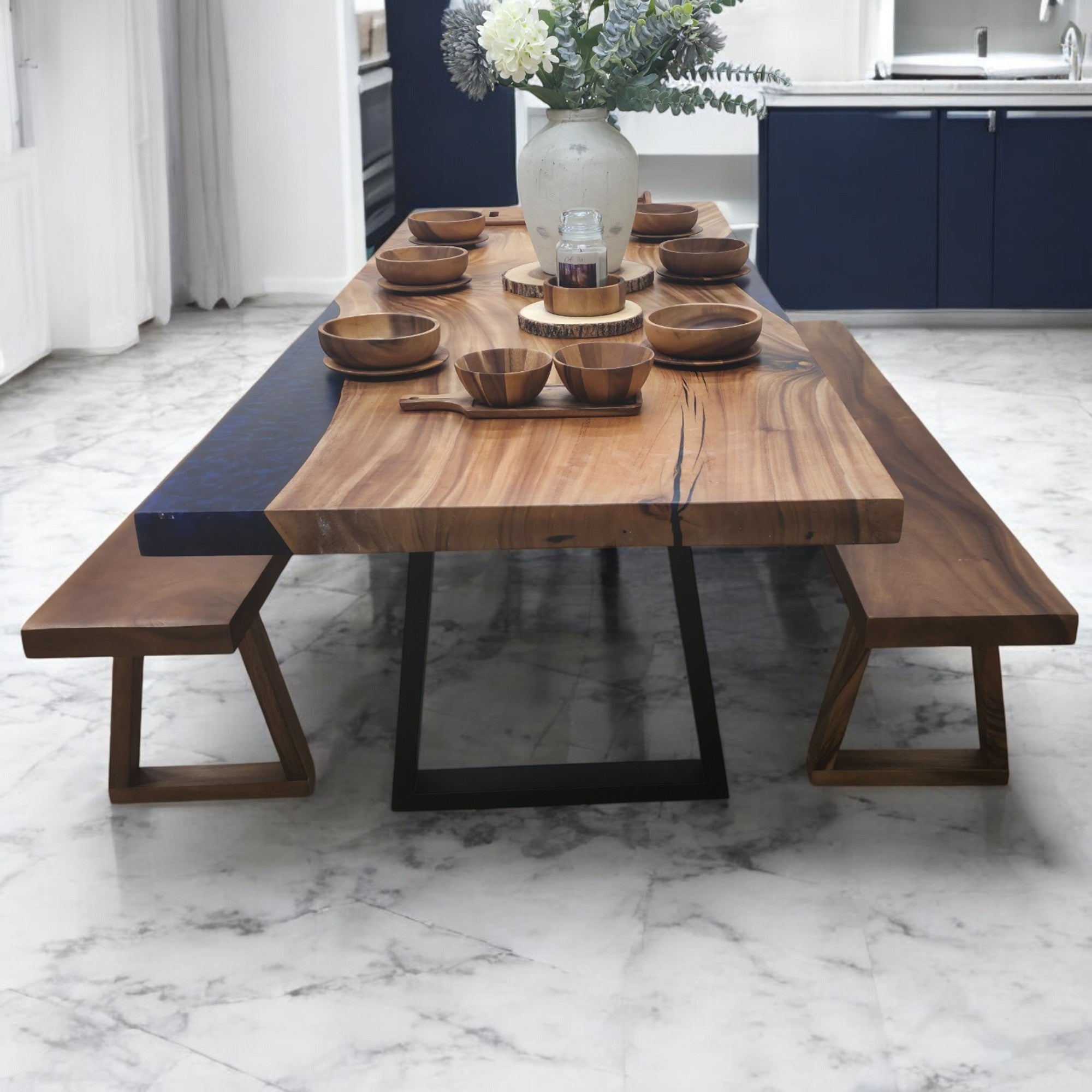 239cm x 91cm Live Edge East Indian Walnut Dining Table